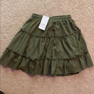 Army green flowy skirt